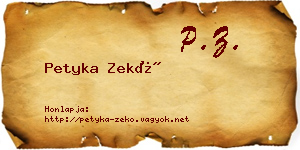 Petyka Zekő névjegykártya